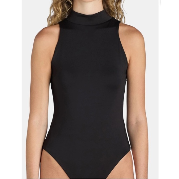 NWT Madden NYC Black Mock Neck Sleeveless Snap Closure Bodysuit - Picture 1 of 10